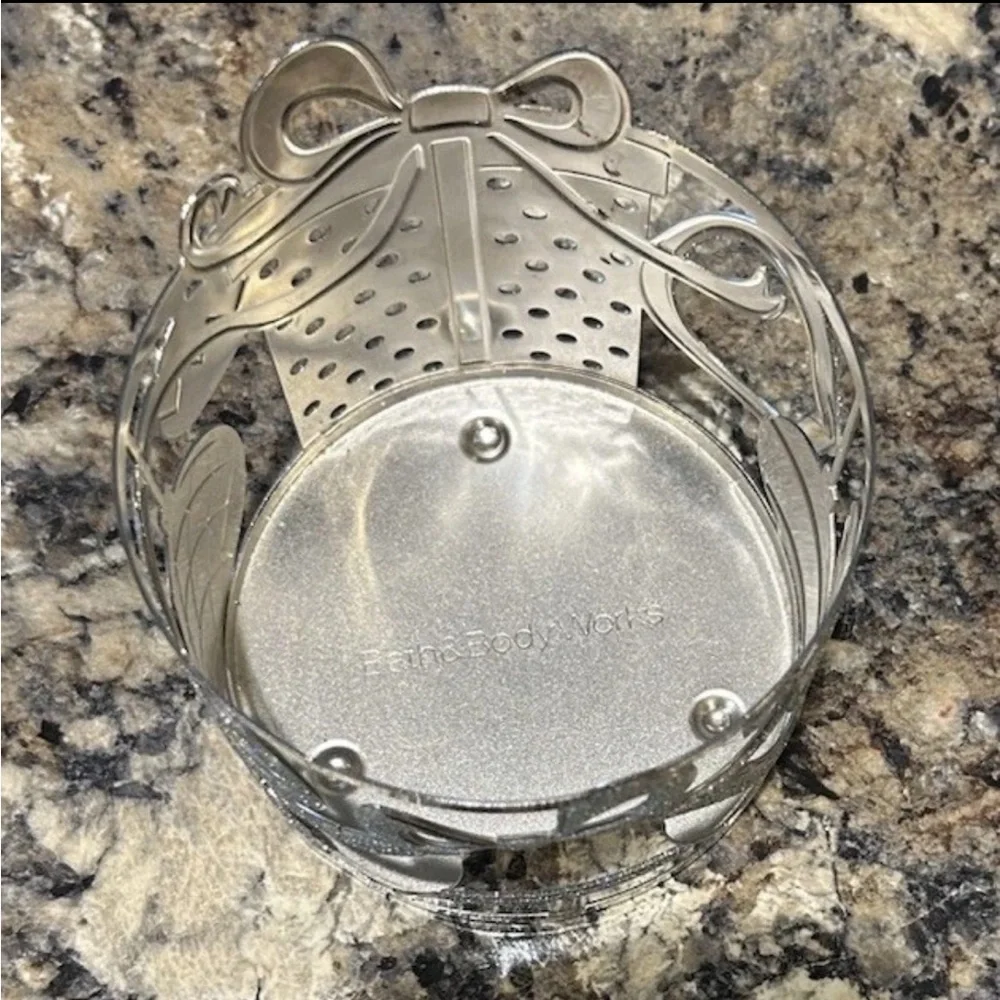 Bath & Body Works Silver Glitter Candle Holder Christmas Theme